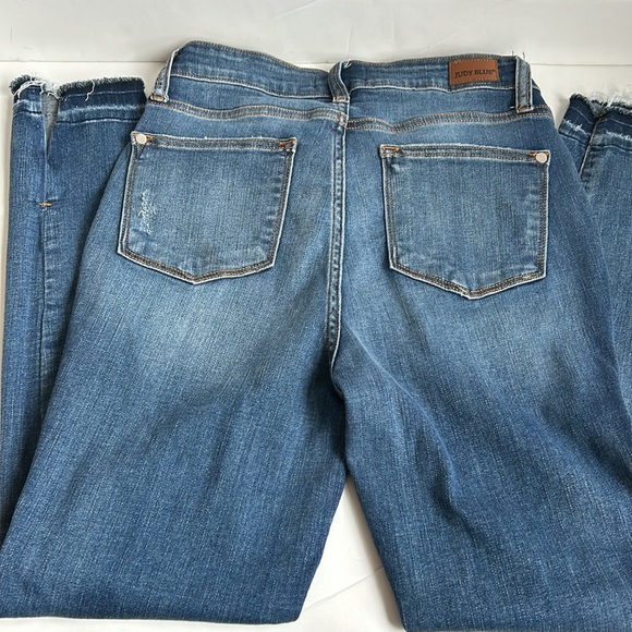 Judy Blue Sharon High Rise Released Hem Skinny blue jean zip closure - Picture 8 of 15